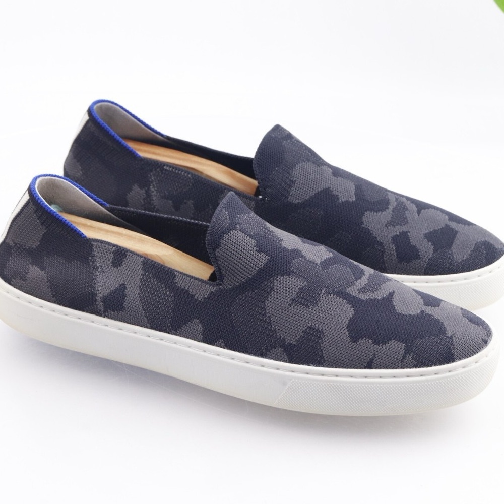 Rothy's Women's The Original Slip On Sneaker Gray Black Camo Knit Shoe 5.5